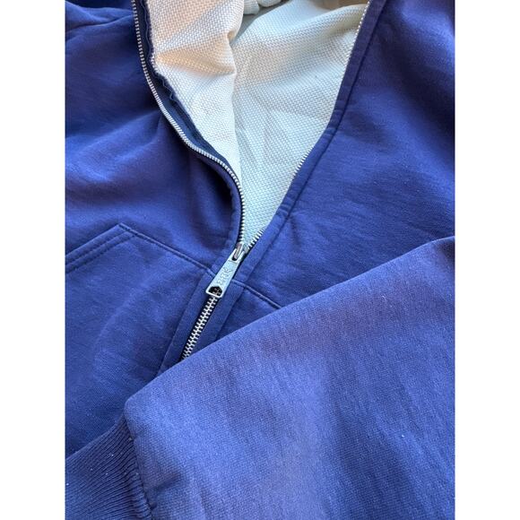 VTG Carhartt Thermal Lined Faded Blue Embroider Logo M Zip Hoodie Sweat Jacket - Picture 5 of 9